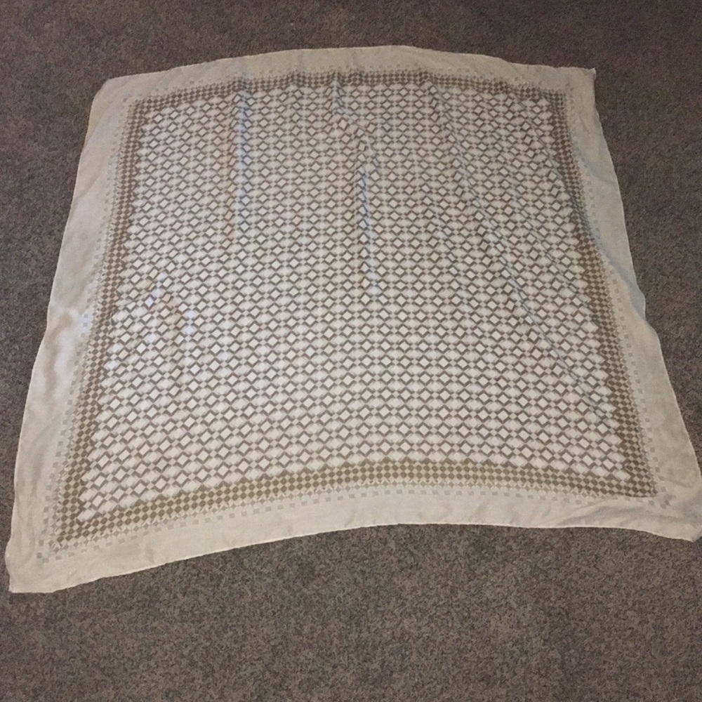Very large wrap/scarf with cream, silver, and gold